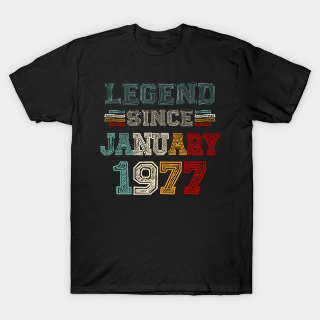 46 Years Old Legend Since January 1977 46th Birthday T-Shirt by Vintage White Rose Bouquets